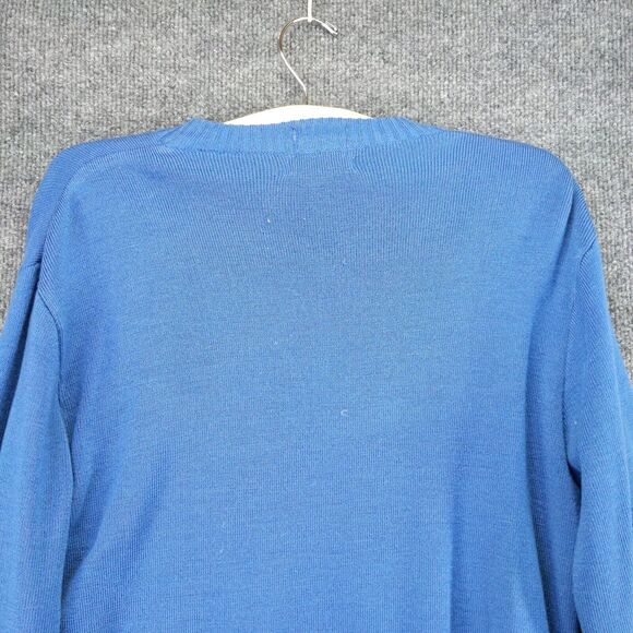 Vintage Izod Lacoste V Neck Knit Sweater Size 20 Blue Embroidered Crocodile Logo - Picture 9 of 14